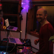 The DJ station at our launch party, December 2014